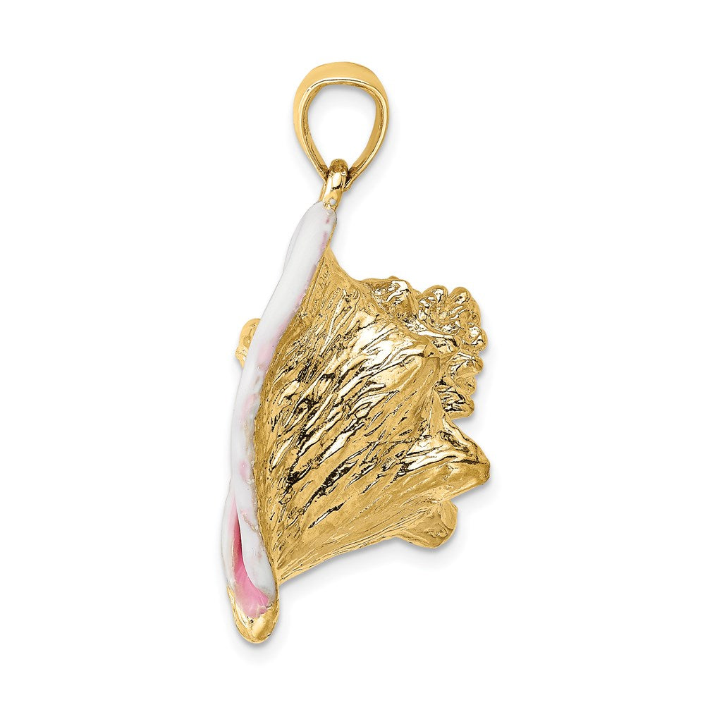 14k Yellow Gold 3-D Enamel Large Conch Shell Charm