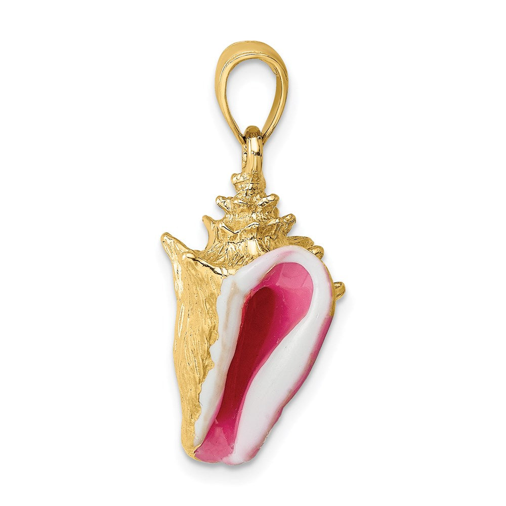 14k Yellow Gold 3-D Enamel Conch Shell Charm