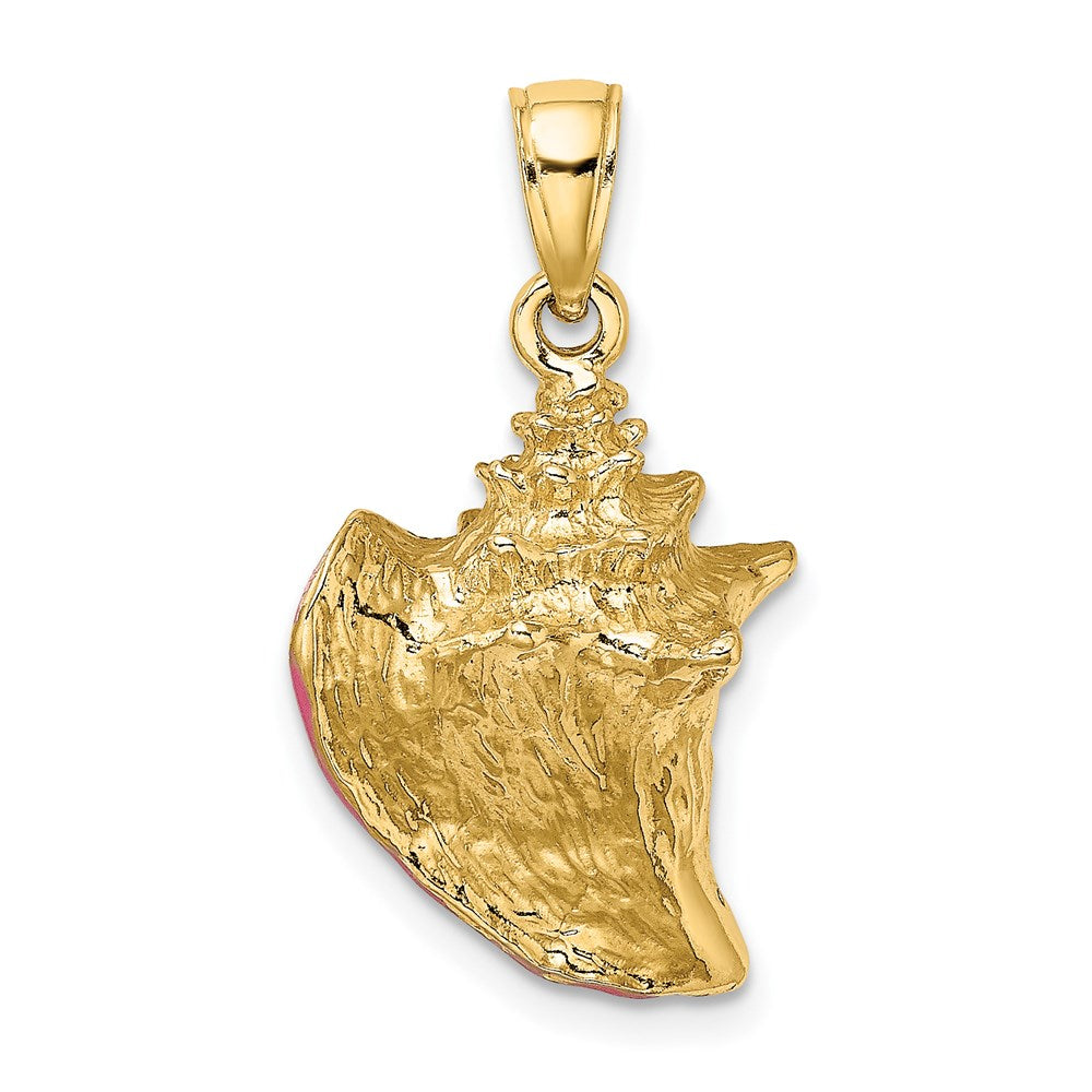 14k Yellow Gold 3-D Enamel Conch Shell Charm