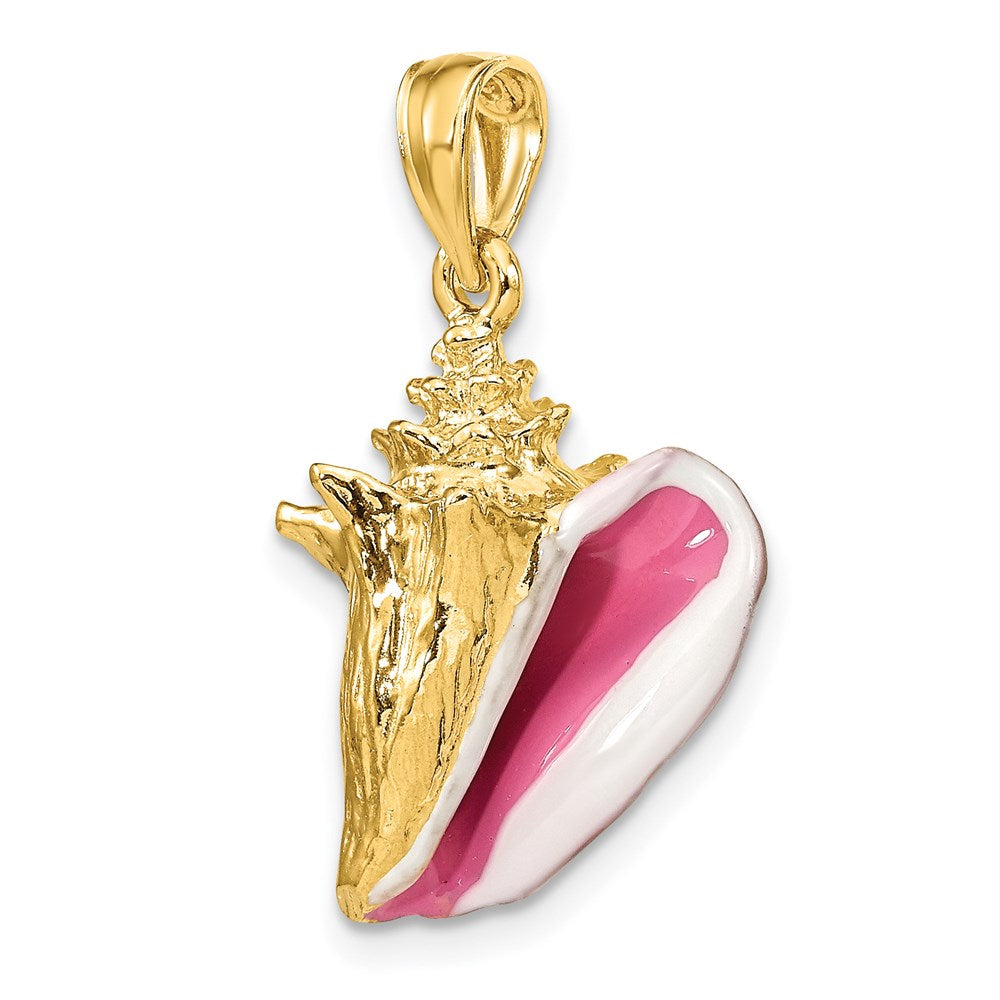 14k Yellow Gold 3-D Enamel Conch Shell Charm