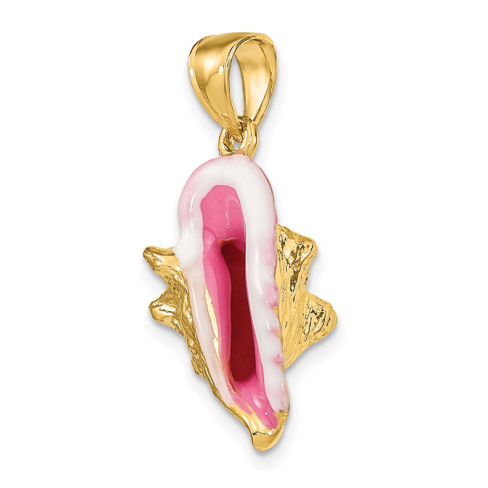 14k Yellow Gold 3-D Enamel Conch Shell Charm