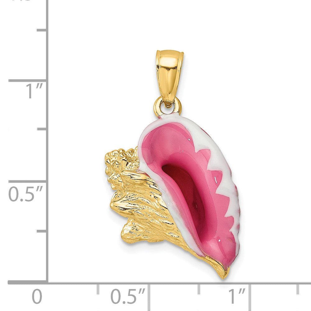 14k Yellow Gold 3-D Enamel Conch Shell Charm