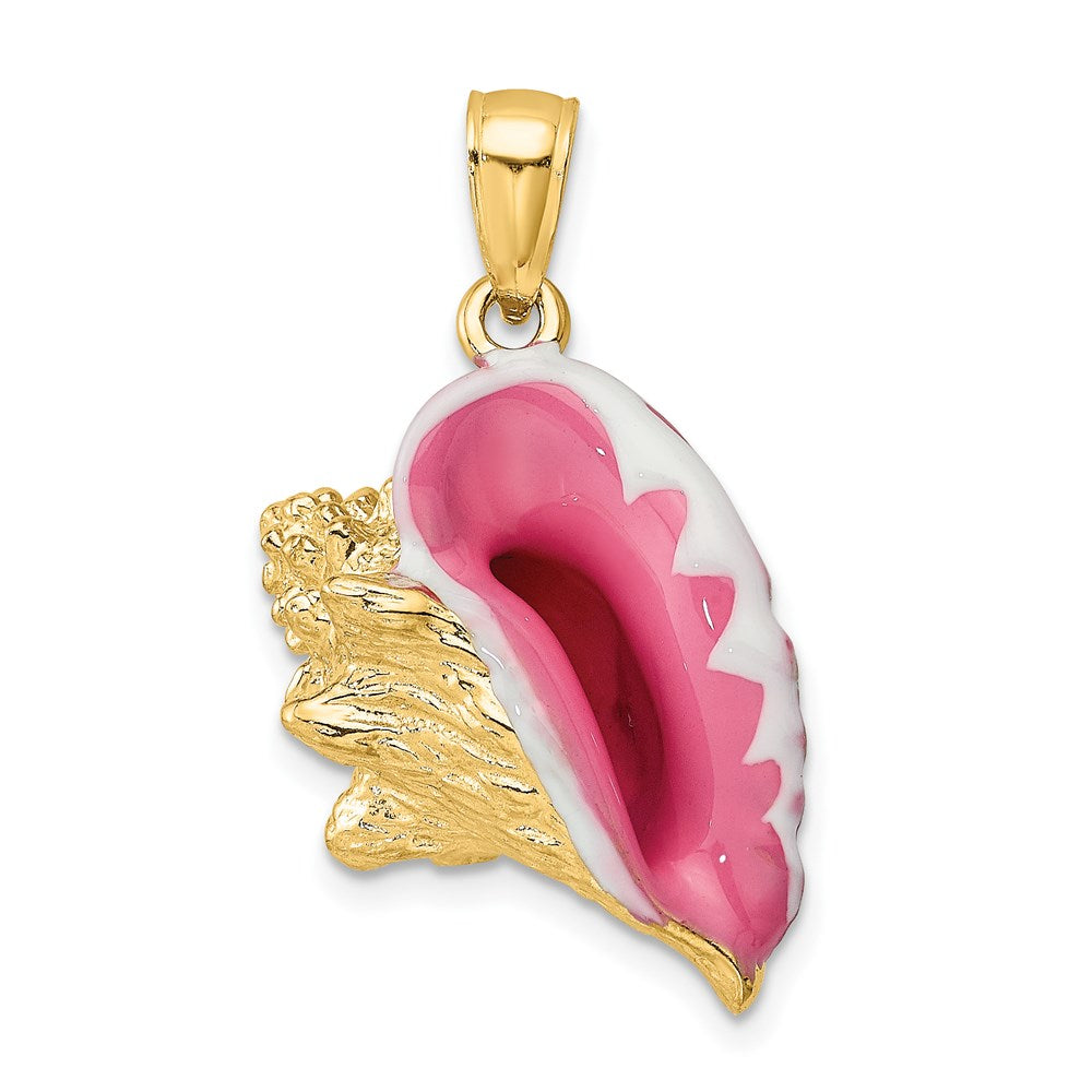 14k Yellow Gold 3-D Enamel Conch Shell Charm