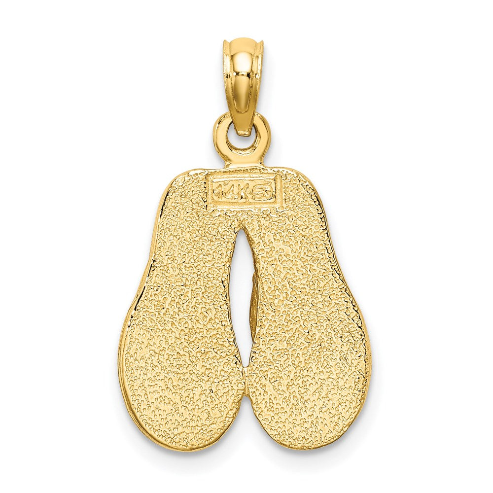 14k Yellow Gold  3D W/ Pink Enamel Double Flip-Flop Charm