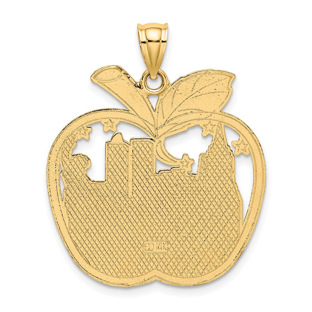 14k Yellow Gold Red Enamel NEW YORK Apple w/NY Skyline Charm