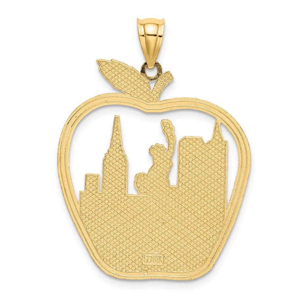 14k Yellow Gold NEW YORK Apple w/New York Skyline and Statue of Liberty Charm