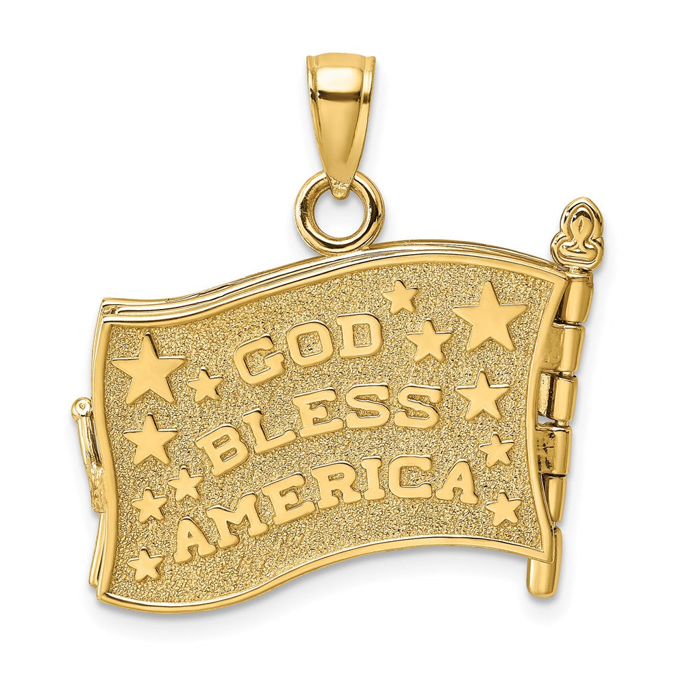 14k Yellow Gold w/ Enamel 3-D Pledge Of Allegiance Flag Book Charm