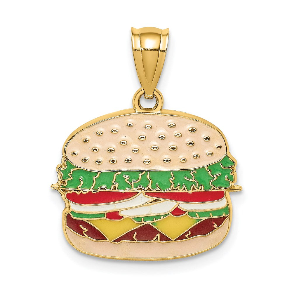 14k Yellow Gold w/Enamel Cheeseburger Charm