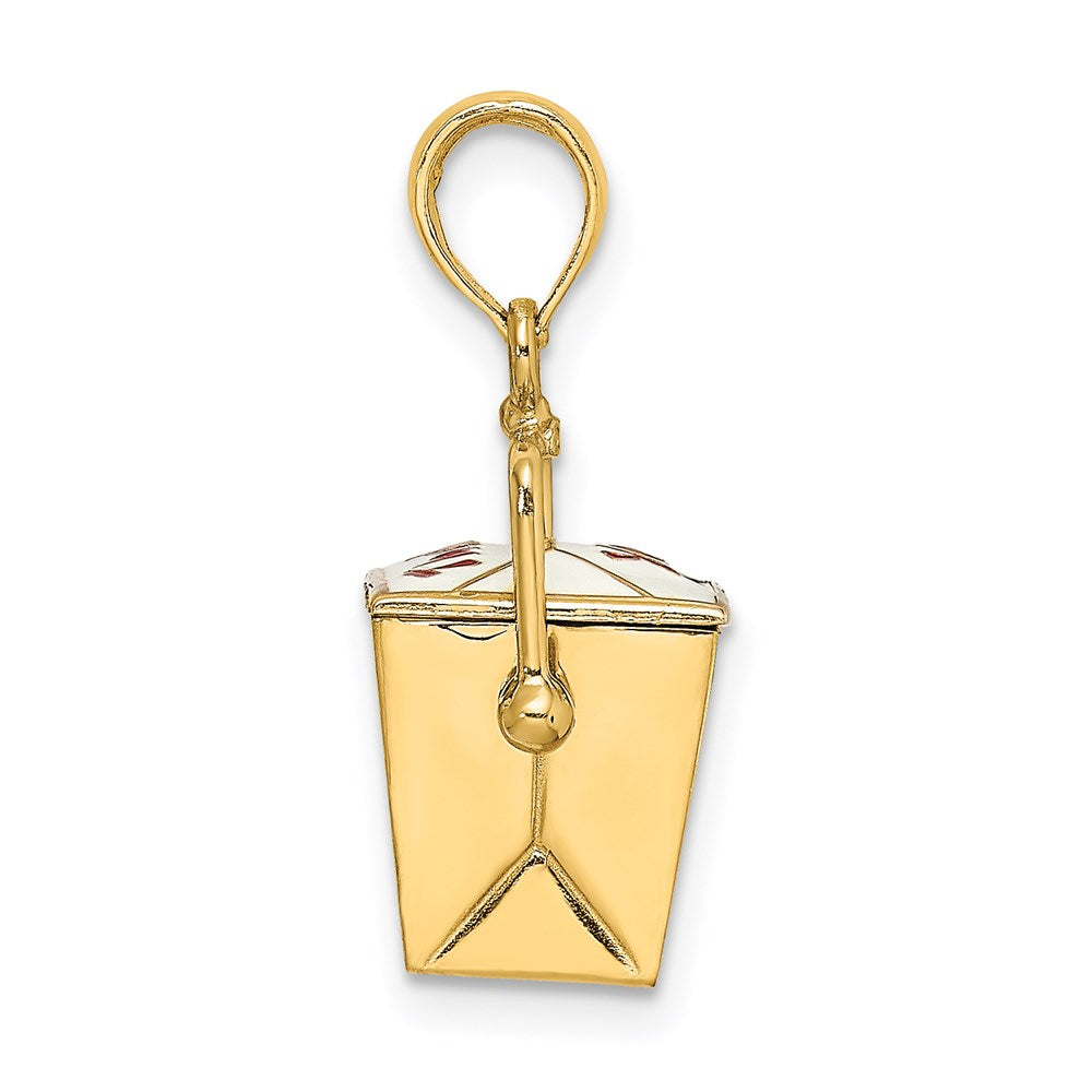 14k Yellow Gold 3-D Enameled Moveable Chinese Take-Out Box Charm