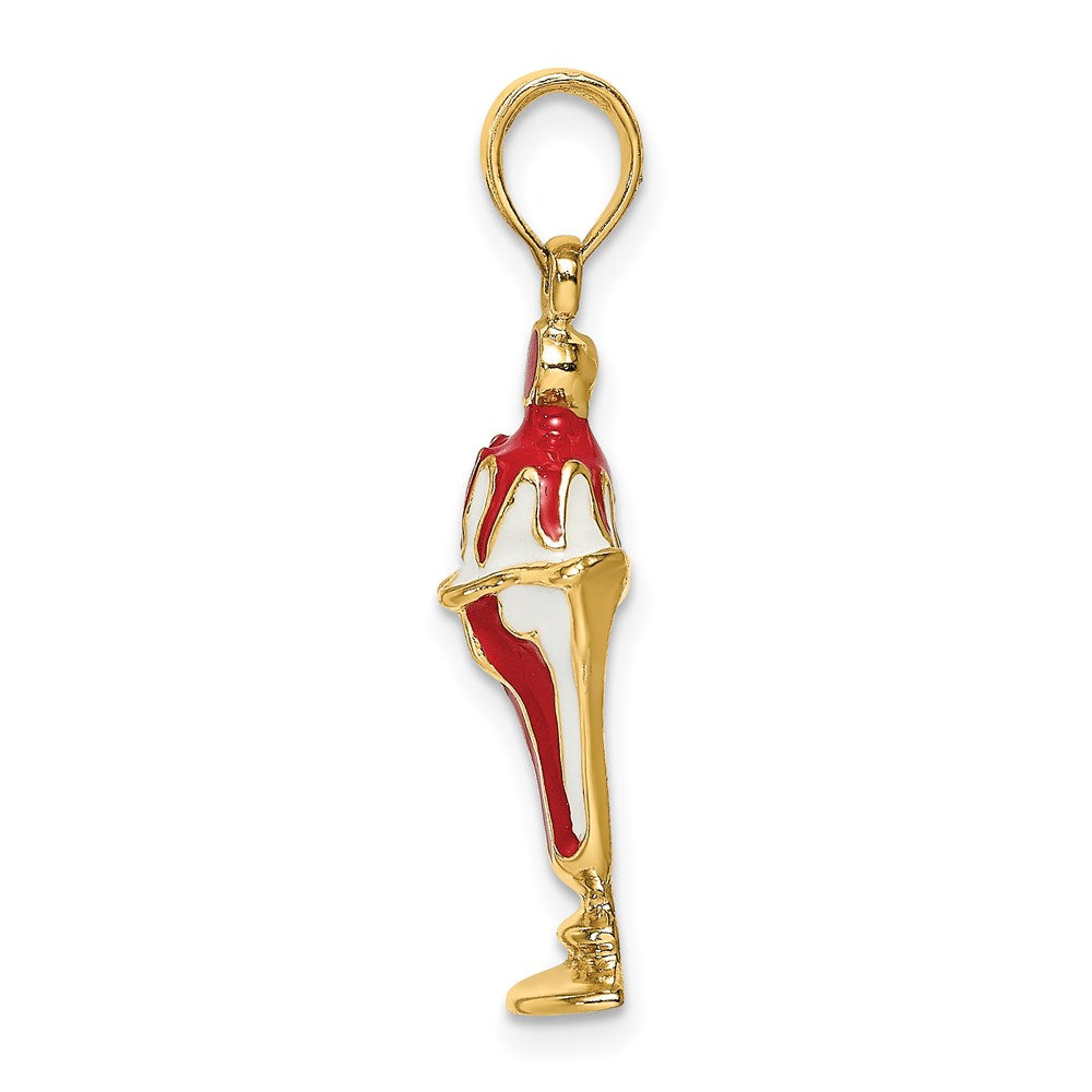 14k Yellow Gold Strawberry Ice Cream Sundae W/Cherry Top Charm