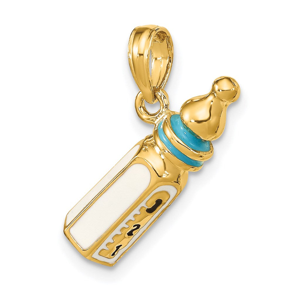 14k Yellow Gold 3-D w/ Enamel Baby Bottle Charm