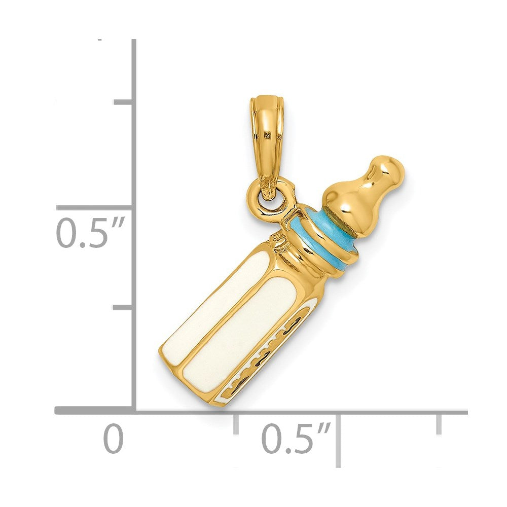 14k Yellow Gold 3-D w/ Enamel Baby Bottle Charm