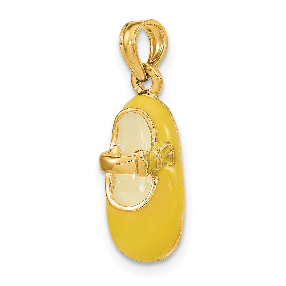 14k Yellow Gold 3-D w/ Yellow Enamel Baby Shoe Charm