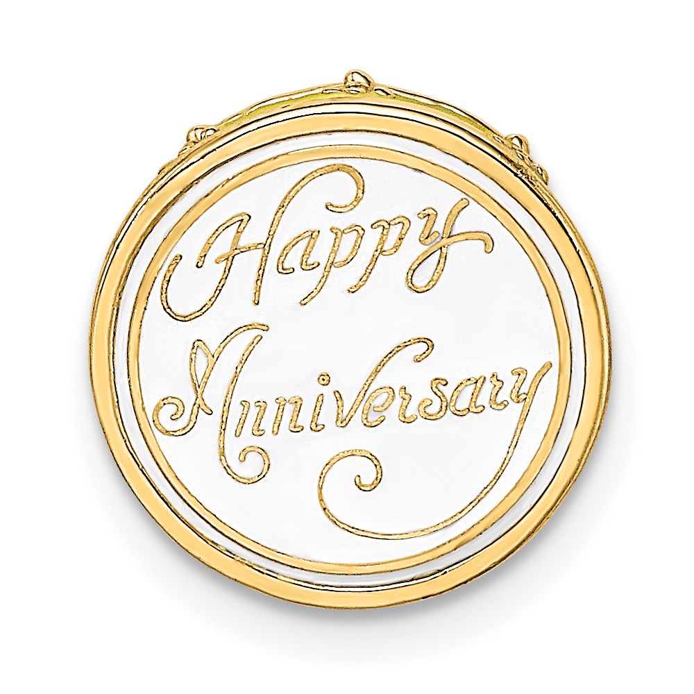 14k Yellow Gold 3-D HAPPY ANNIVERSARY Cake w/Yellow Frosting Charm