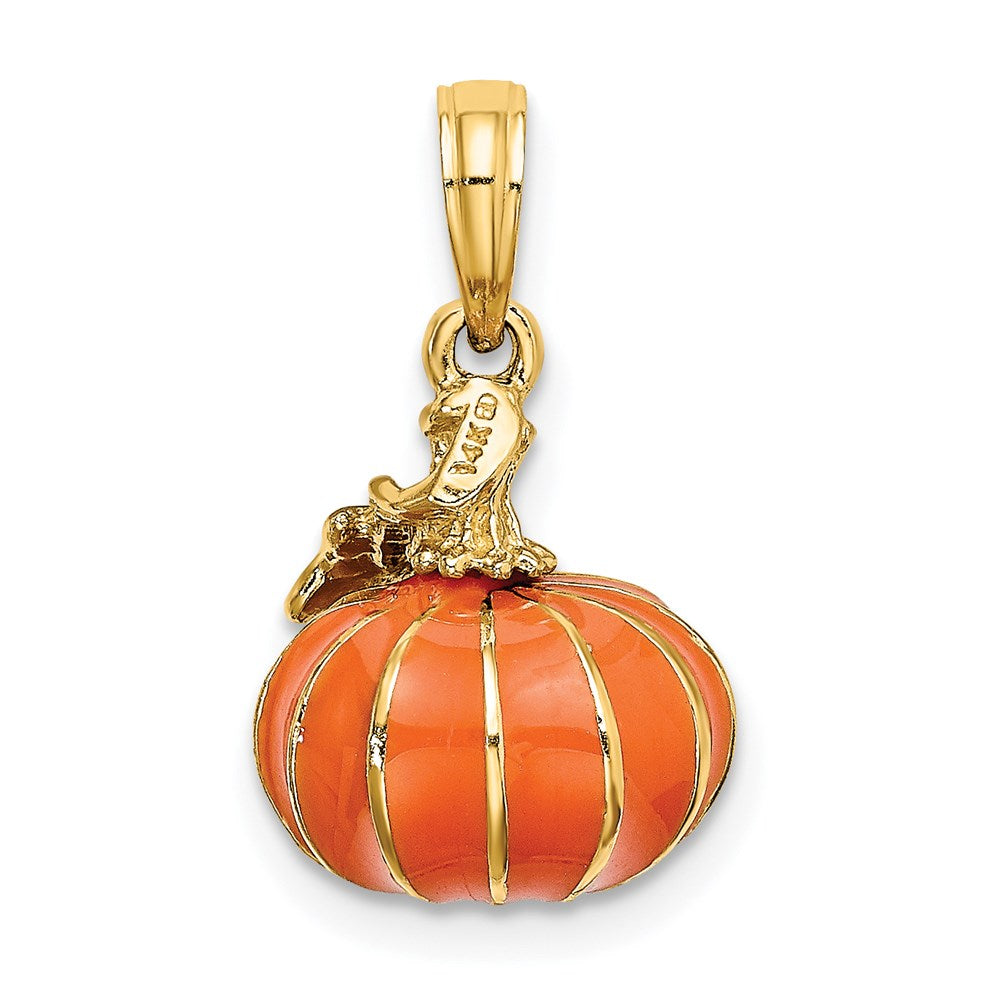 14k Yellow Gold 3-D Enameled Pumpkin Charm