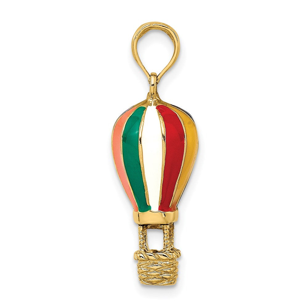 14k Yellow Gold w/ Enamel 3-D Hot Air Balloon Charm