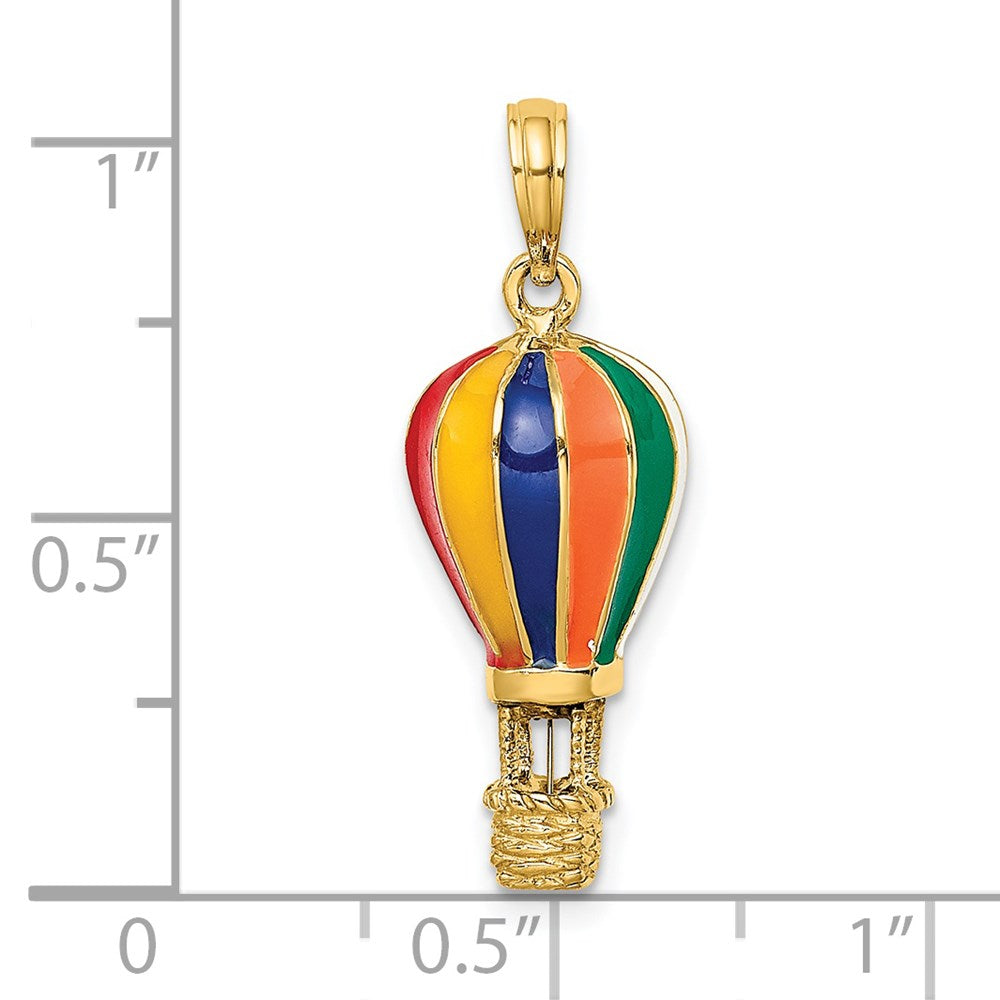 14k Yellow Gold w/ Enamel 3-D Hot Air Balloon Charm