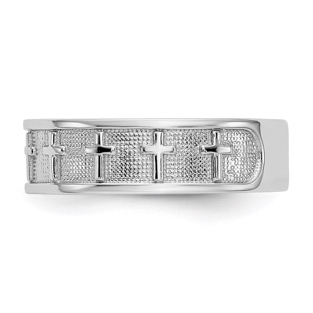 14k White Gold Polished & Satin Cross Band