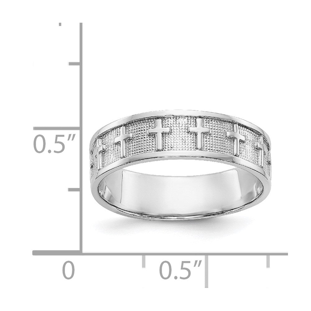 14k White Gold Polished & Satin Cross Band