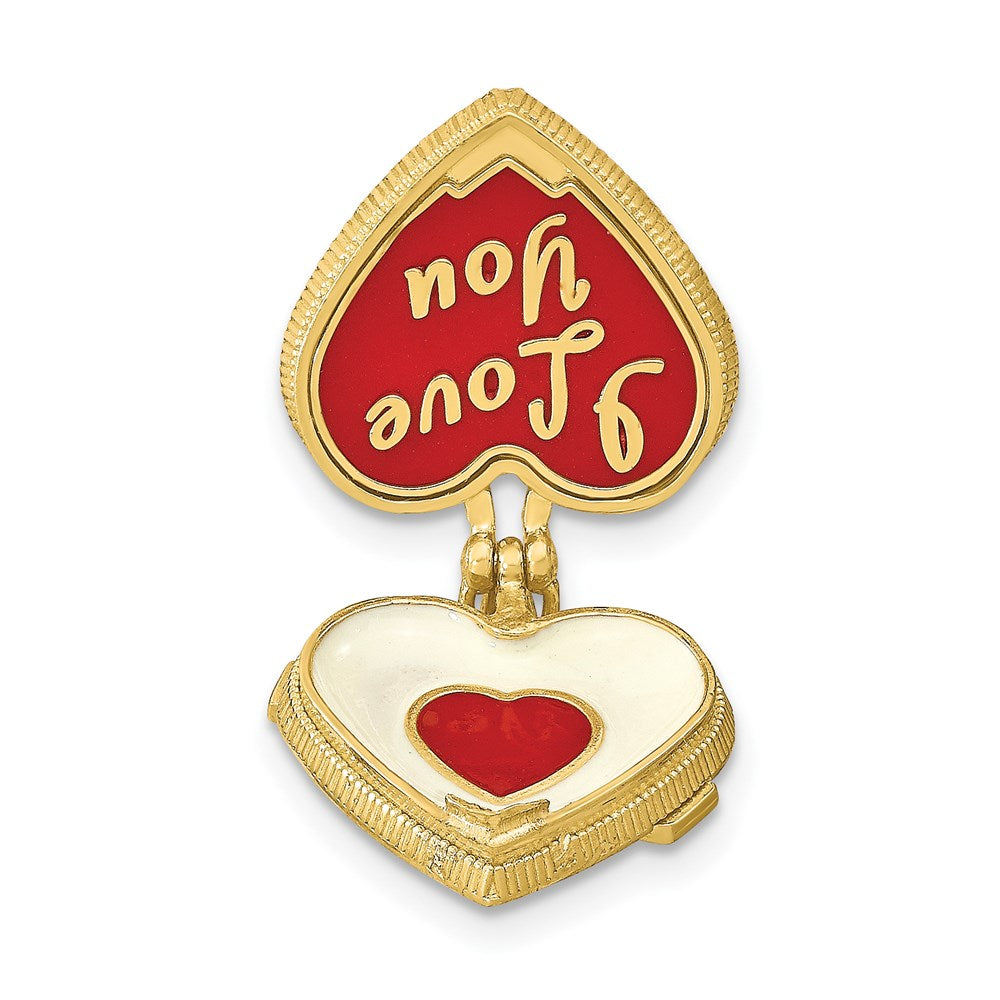 14k Yellow Gold w/ Enamel and I LOVE YOU Inside 3-D Candy Box Charm