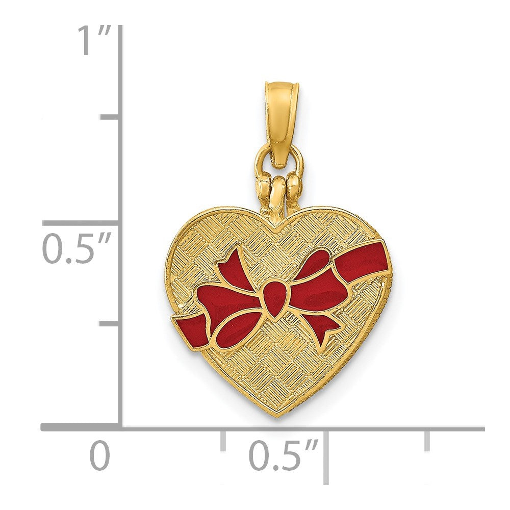 14k Yellow Gold w/ Enamel and I LOVE YOU Inside 3-D Candy Box Charm