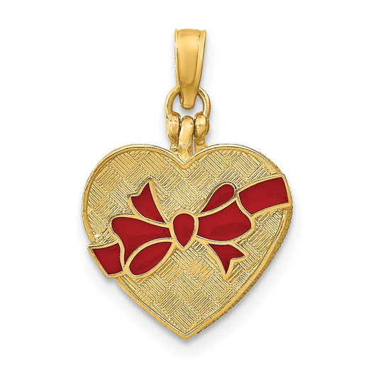 14k Yellow Gold w/ Enamel and I LOVE YOU Inside 3-D Candy Box Charm