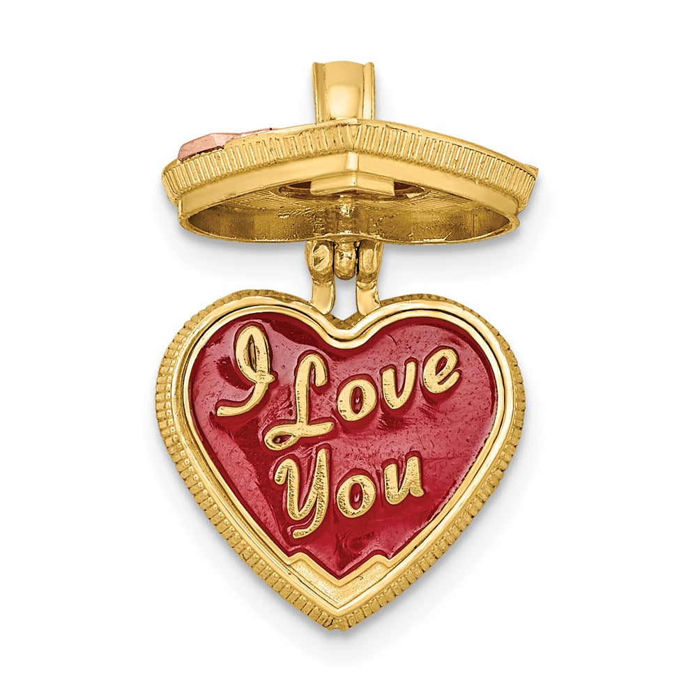 14k Two-tone Gold 3D Candy Box w/Enamel I LOVE YOU Inside Charm