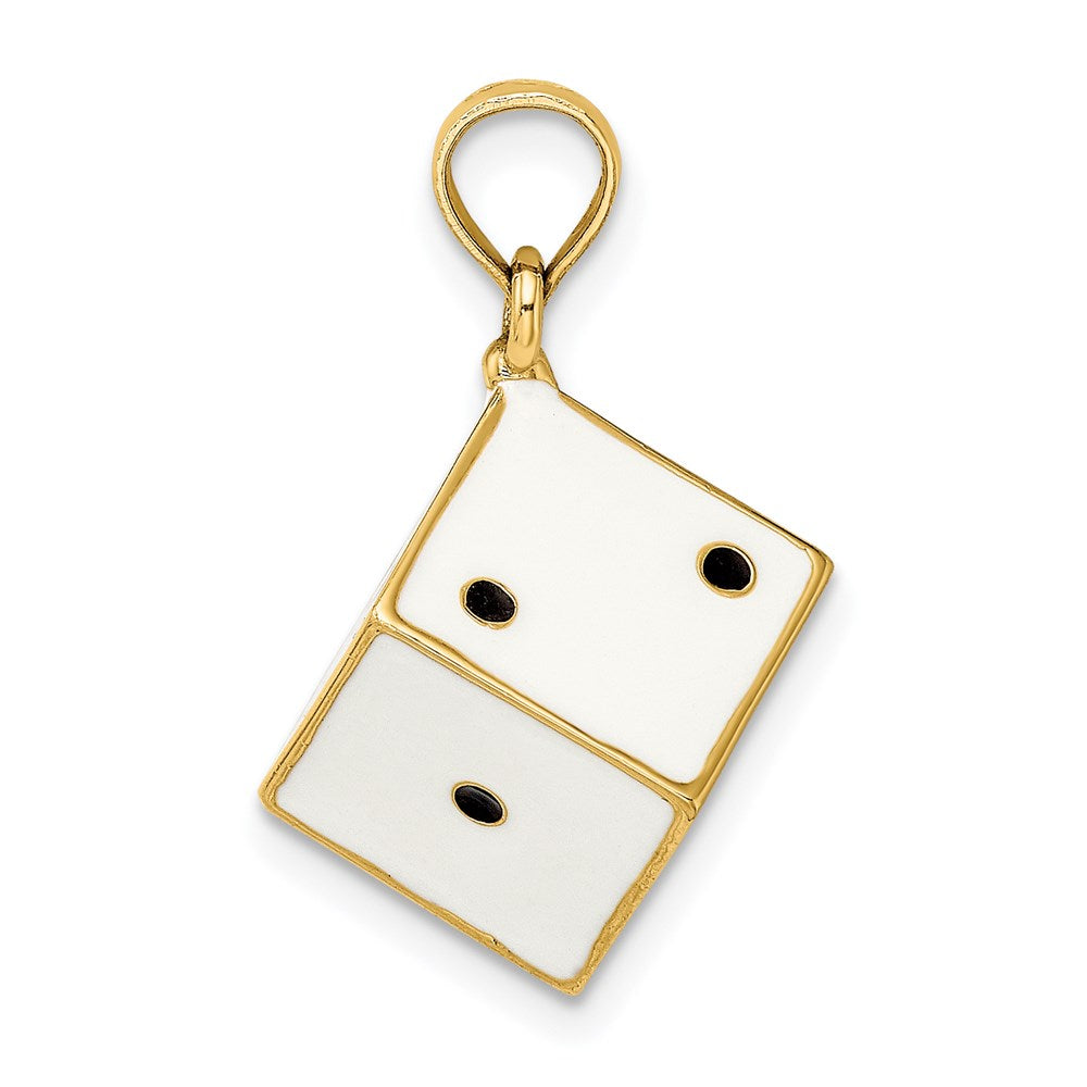 14k Yellow Gold 3-D Enamel Dice Charm