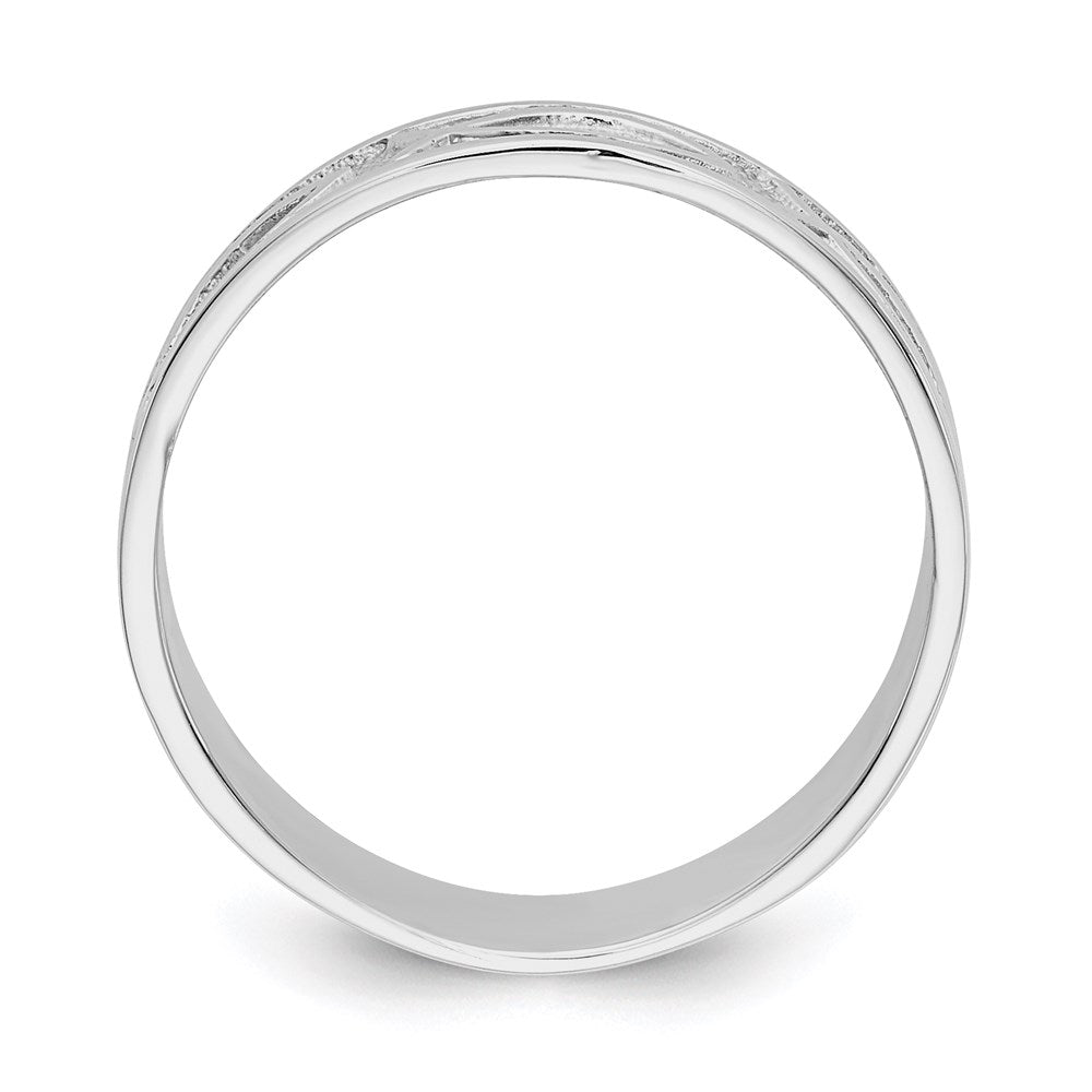 14k White Gold Polished & Satin Ichthus Fish Band