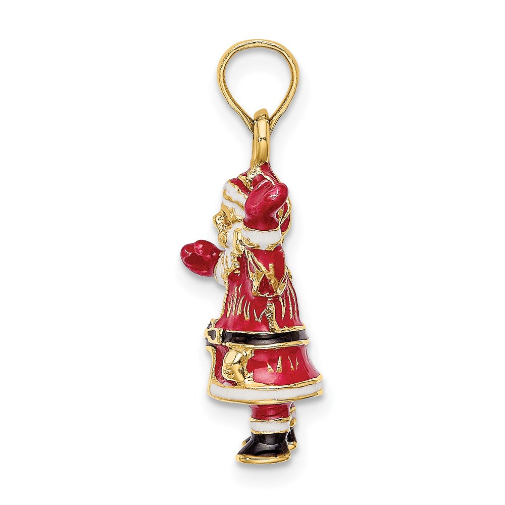 14k Yellow Gold 3-D Enamel Santa Charm