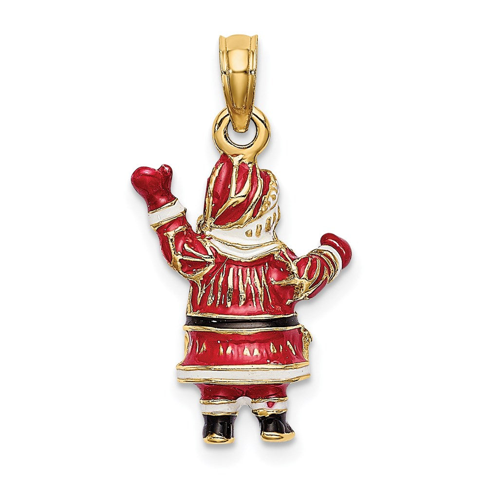 14k Yellow Gold 3-D Enamel Santa Charm