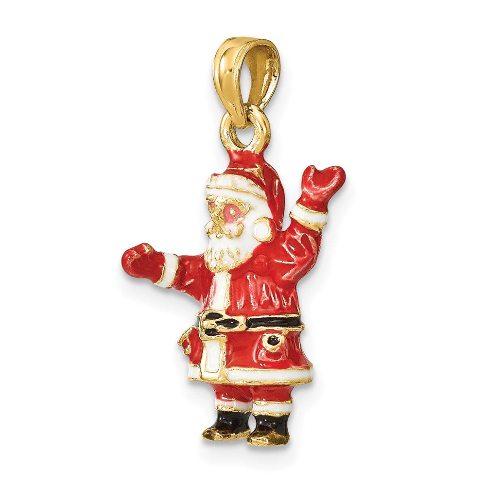 14k Yellow Gold 3-D Enamel Santa Charm