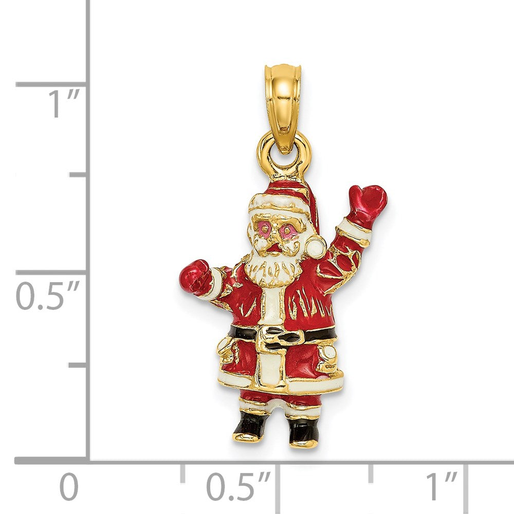 14k Yellow Gold 3-D Enamel Santa Charm