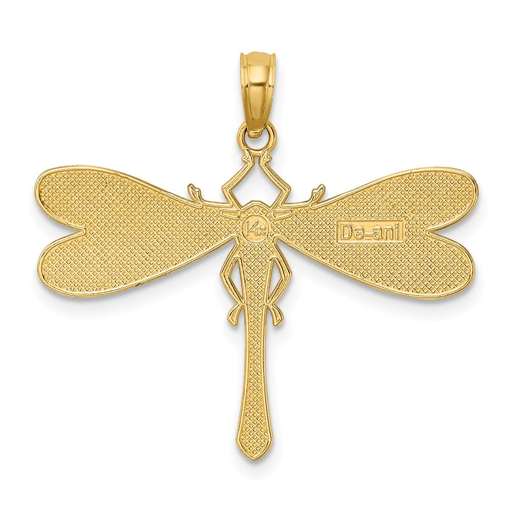 14k Yellow Gold Multi Color Enamel Dragonfly Charm