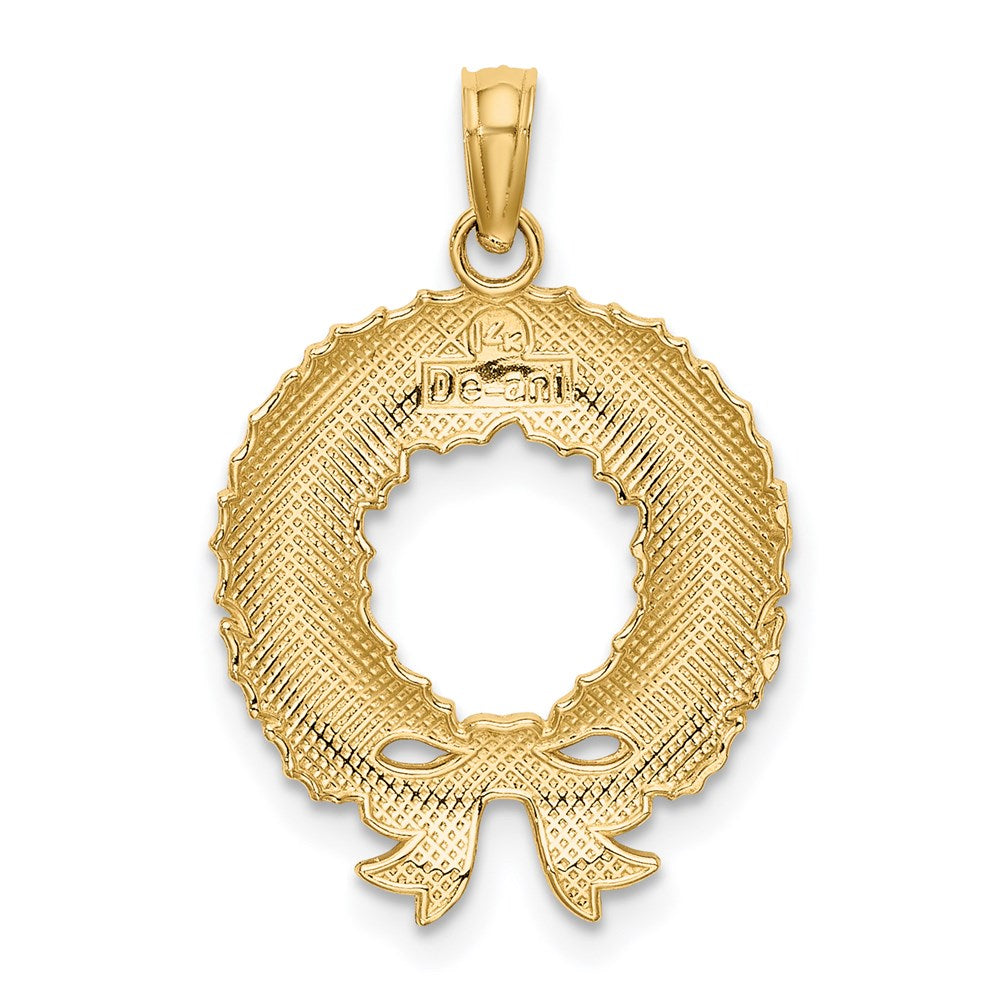 14k Yellow Gold Enamel CHRISTMAS WREATH Charm