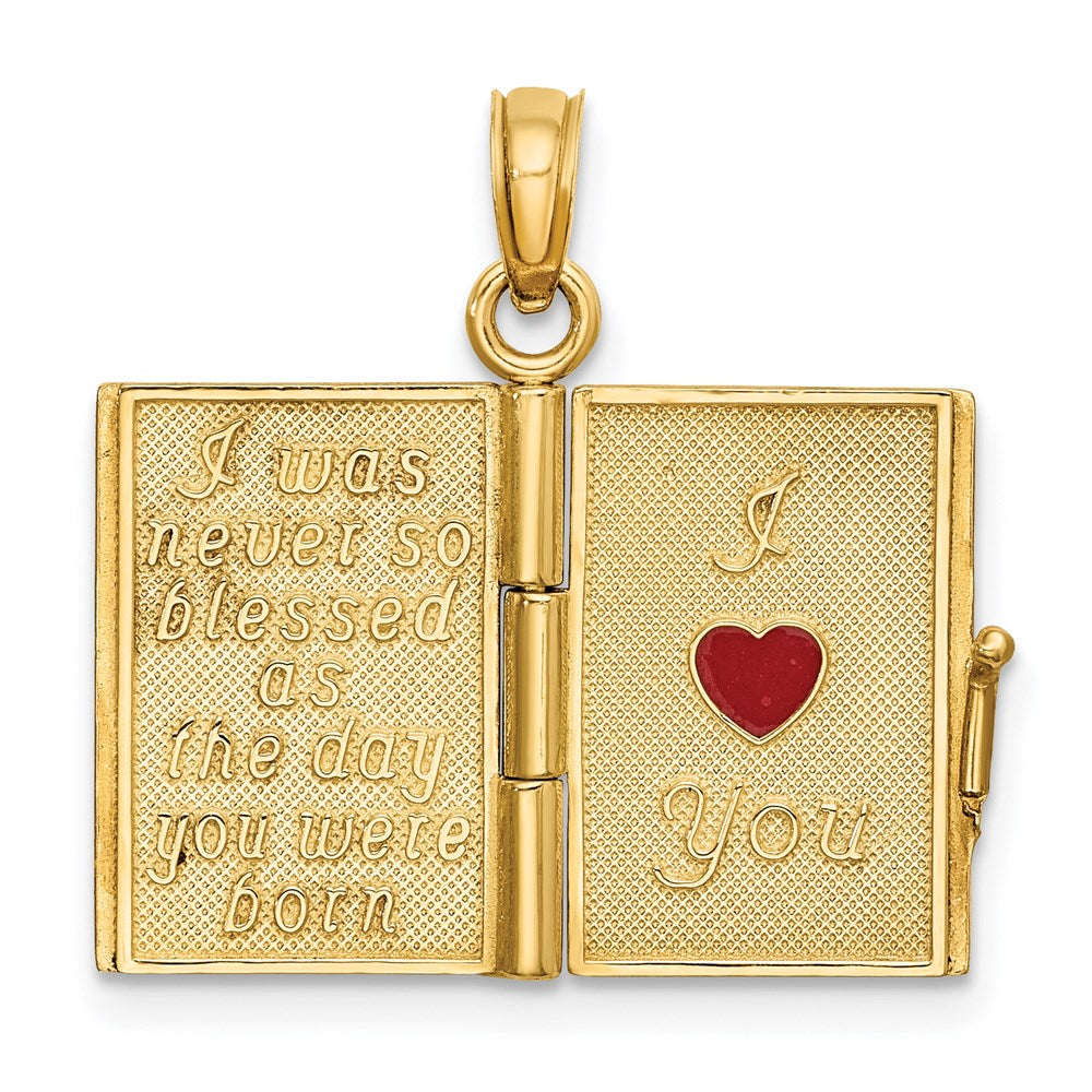 14k Yellow Gold w/Pink Enamel 3-D MY DEAREST DAUGHTER Book Charm