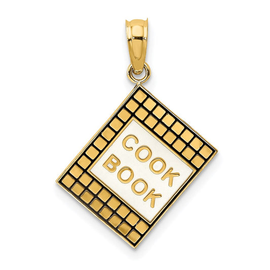 14k Yellow Gold W/ Black Enamel 3-D Cook Book Charm