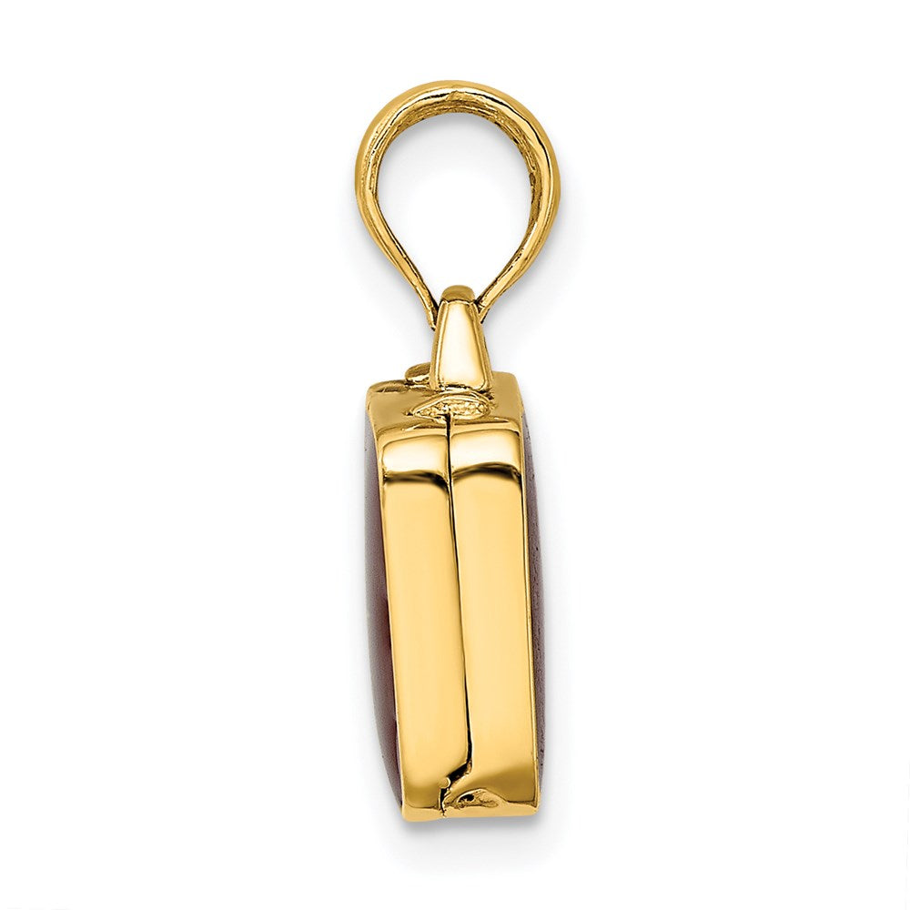 14k Yellow Gold w/ Brown Enamel 3-D Opens Briefcase Charm