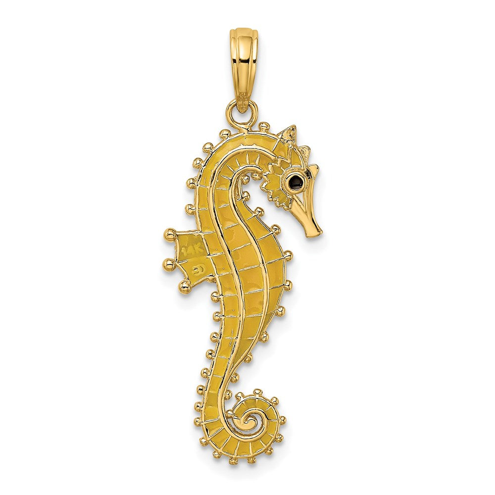 14k Yellow Gold 3-D Enamel Seahorse Charm