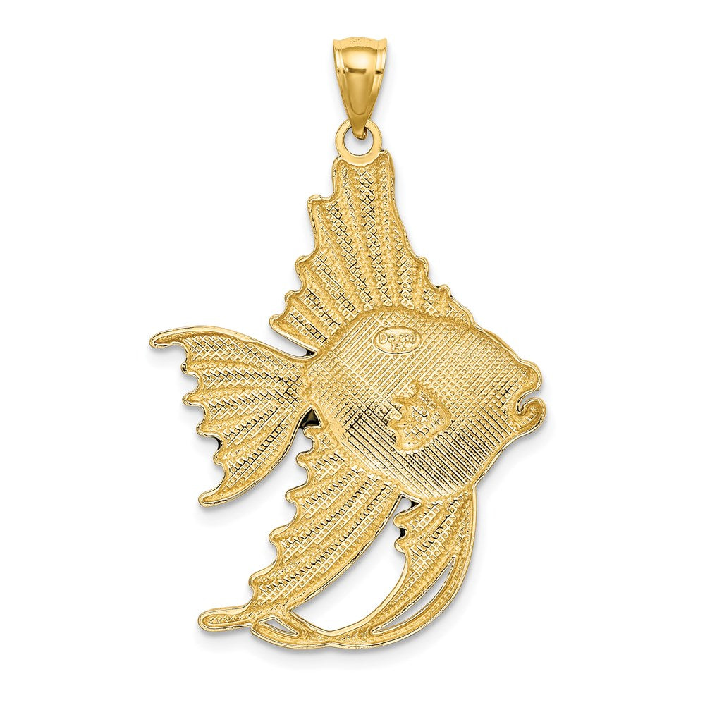 14k Yellow Gold w/ Blue Enamel ANGELFISH Charm