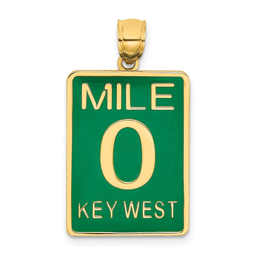 14k Yellow Gold Enamel Mile Marker 0/ KEY WEST Charm