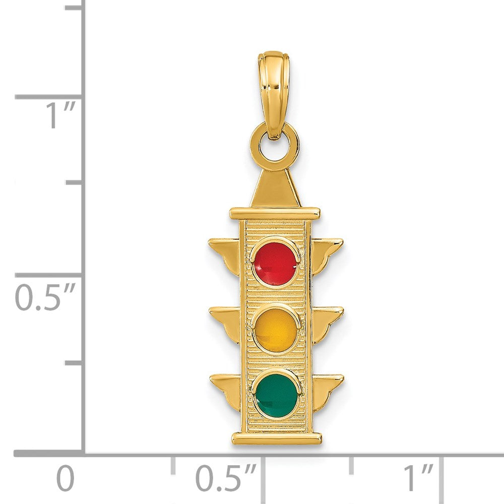 14k Yellow Gold w/ Red Yellow Green Enamel Traffic Signal Charm