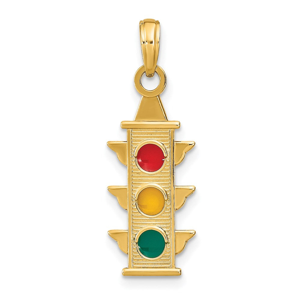 14k Yellow Gold w/ Red Yellow Green Enamel Traffic Signal Charm