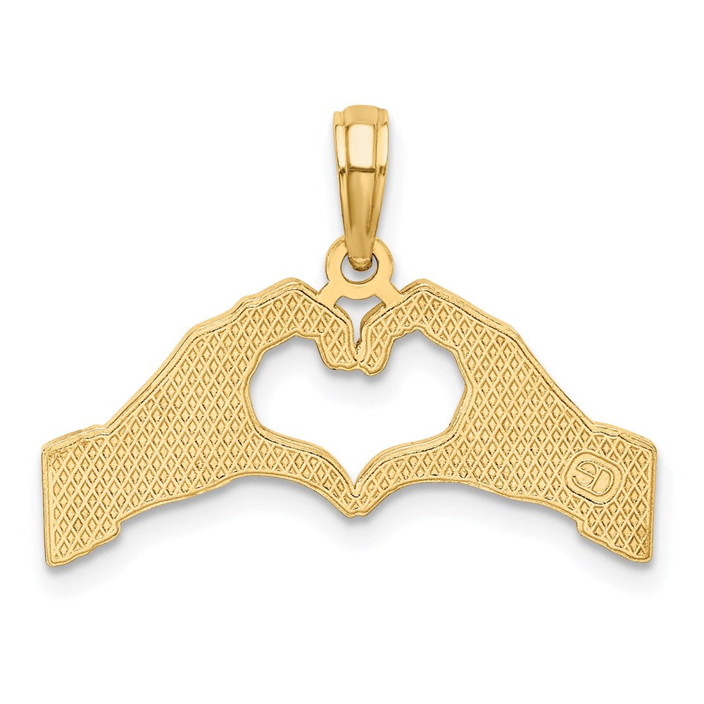 14k Yellow Gold Hands Forming a Heart Charm