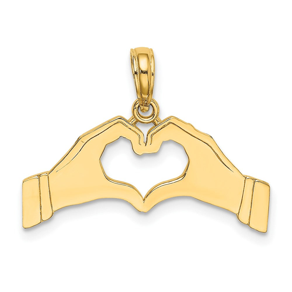 14k Yellow Gold Hands Forming a Heart Charm