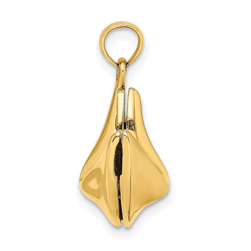 14k Yellow Gold 3-D Opens Fortune Cookie Charm