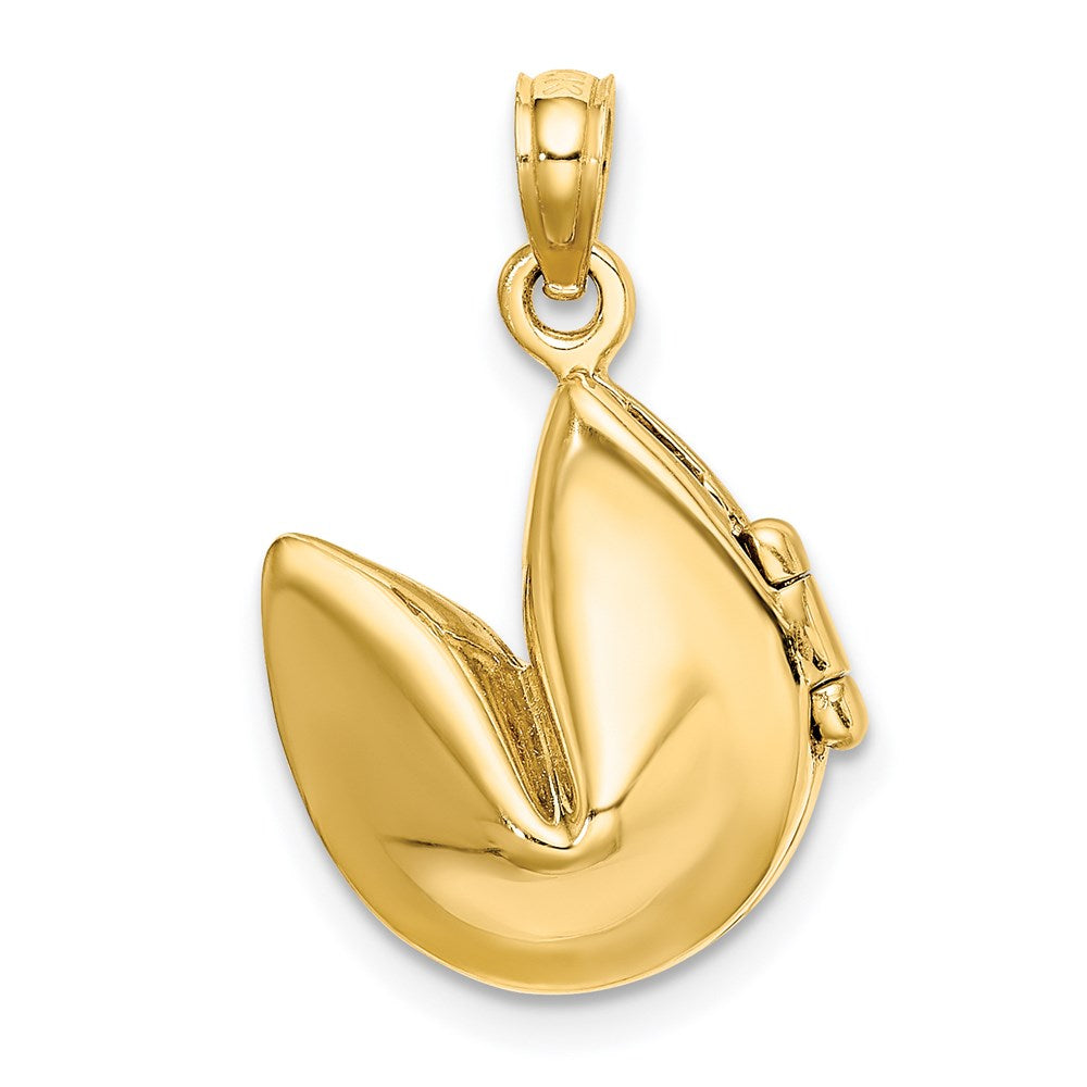 14k Yellow Gold 3-D Opens Fortune Cookie Charm