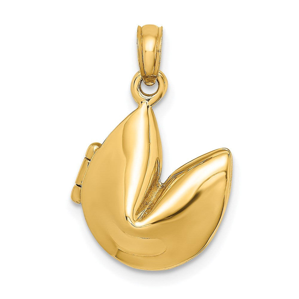 14k Yellow Gold 3-D Opens Fortune Cookie Charm