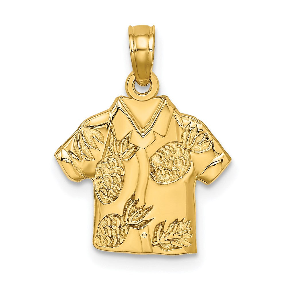 14k Yellow Gold Polished Hawaiian Pineapple Style Shirt Charm