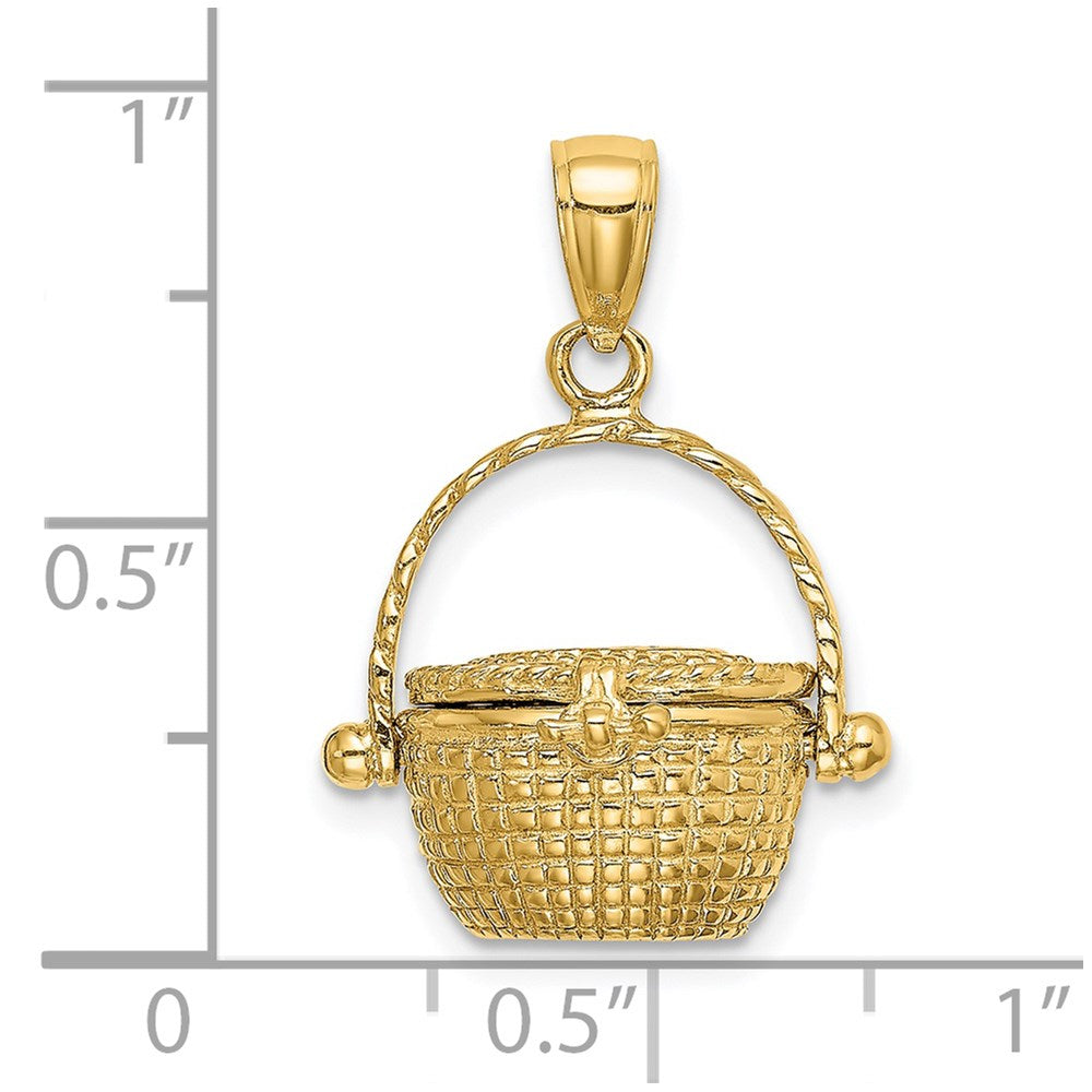 14k Yellow Gold 3-D Moveable Nantucket Basket Charm